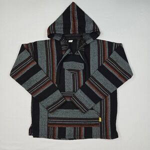 Molina Baja Hoodie Unisex Woven Striped Drug Rug Pullover Medium Mexico
